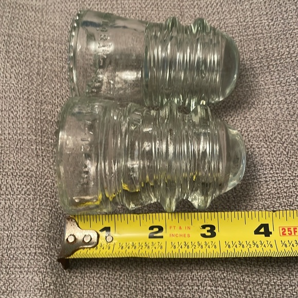 Vintage Set of 2 Hemingray Clear Glass Insulator Conductors - Picture 8 of 10